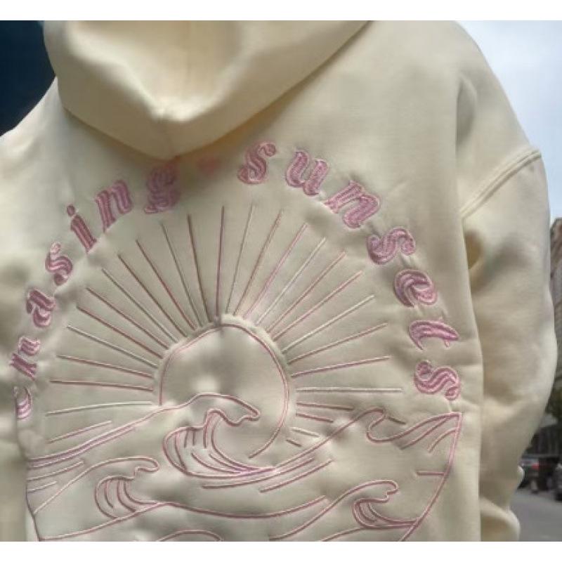 European Coconut Embroidered Drop Shoulder Hoodie