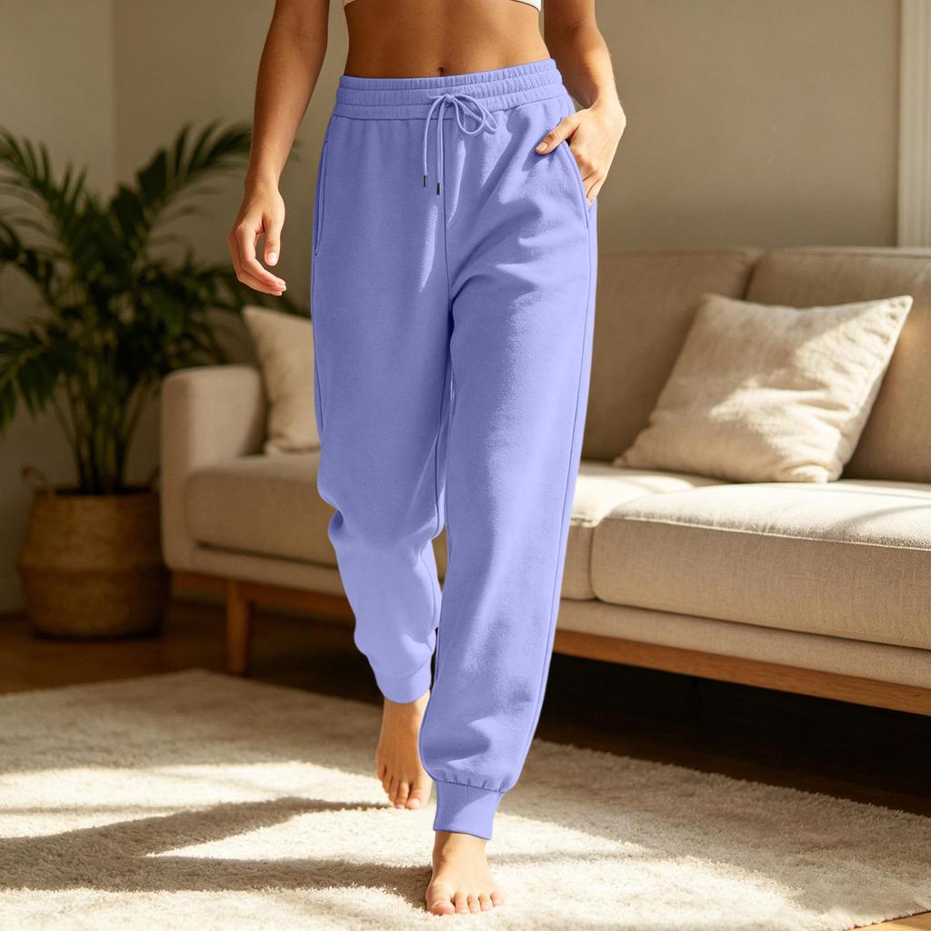 Women's Casual Color Drawstring Sweatpants with Pockets for Everyday Wear