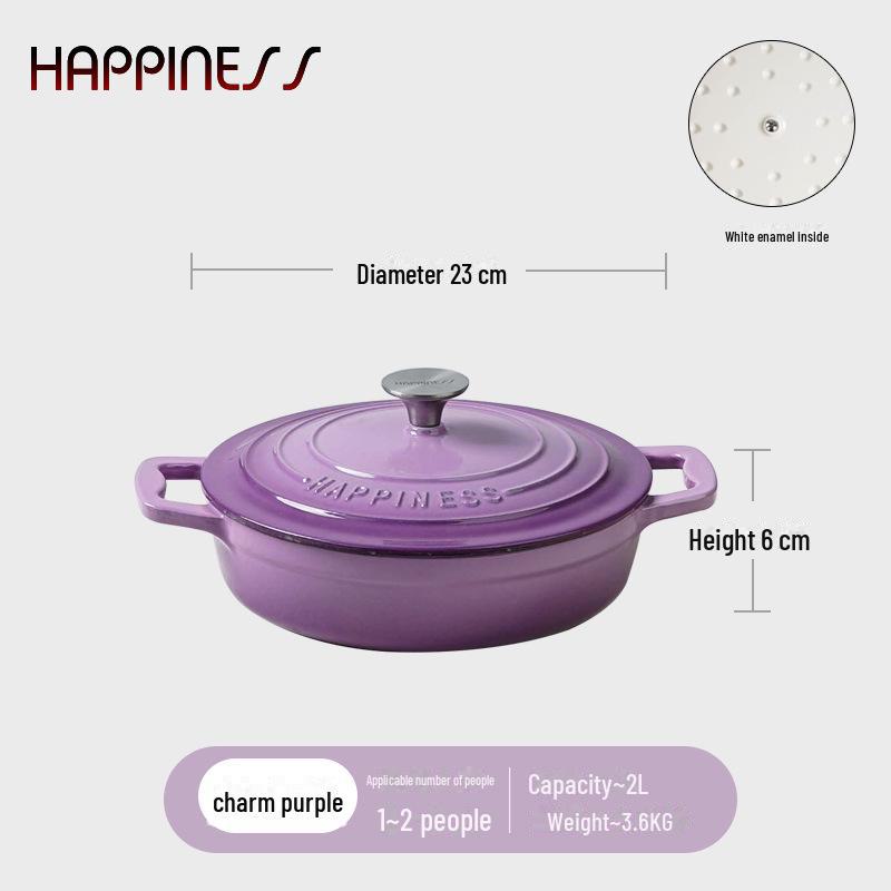 Little Happiness Multifunksjonell Emaillert Støpejerngryte for Gryteretter, Sjømat og Suppe – Induksjonskompatibel