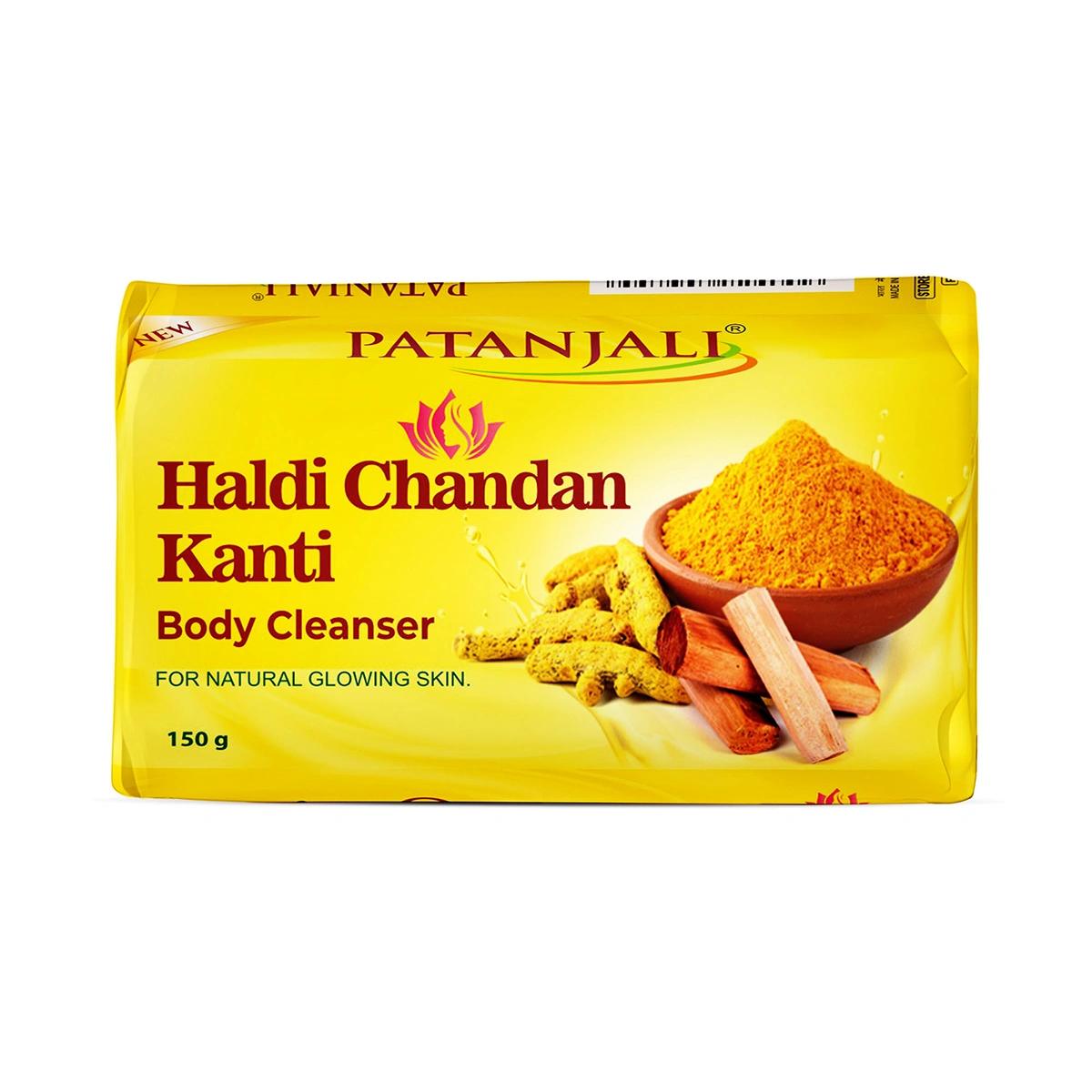 

Patanjali Куркума Сандал Канті Засіб для очищення тіла, Зі стимулом росту та покращує тон шкіри, 150 г