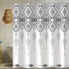 Southwestern Aztec Tribal Geometry Shower Curtain - Grey & White, Polyester, Includes 12 Hooks, All-Season Woven Bath Decor