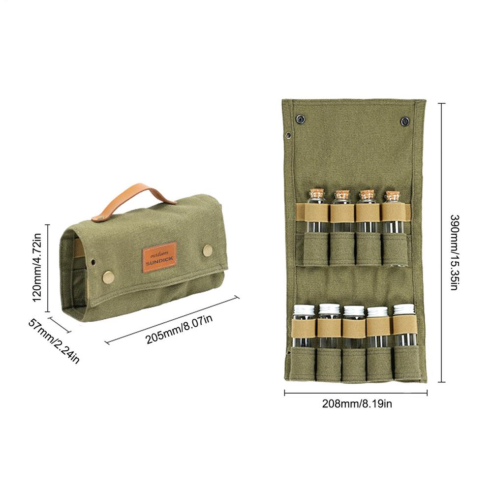 Outdoor Camping SpiceBottle Storage Bags Canvas Foldable Portable BBQ Picnic Barbecue Seasoning SpiceBottle Storage Bag