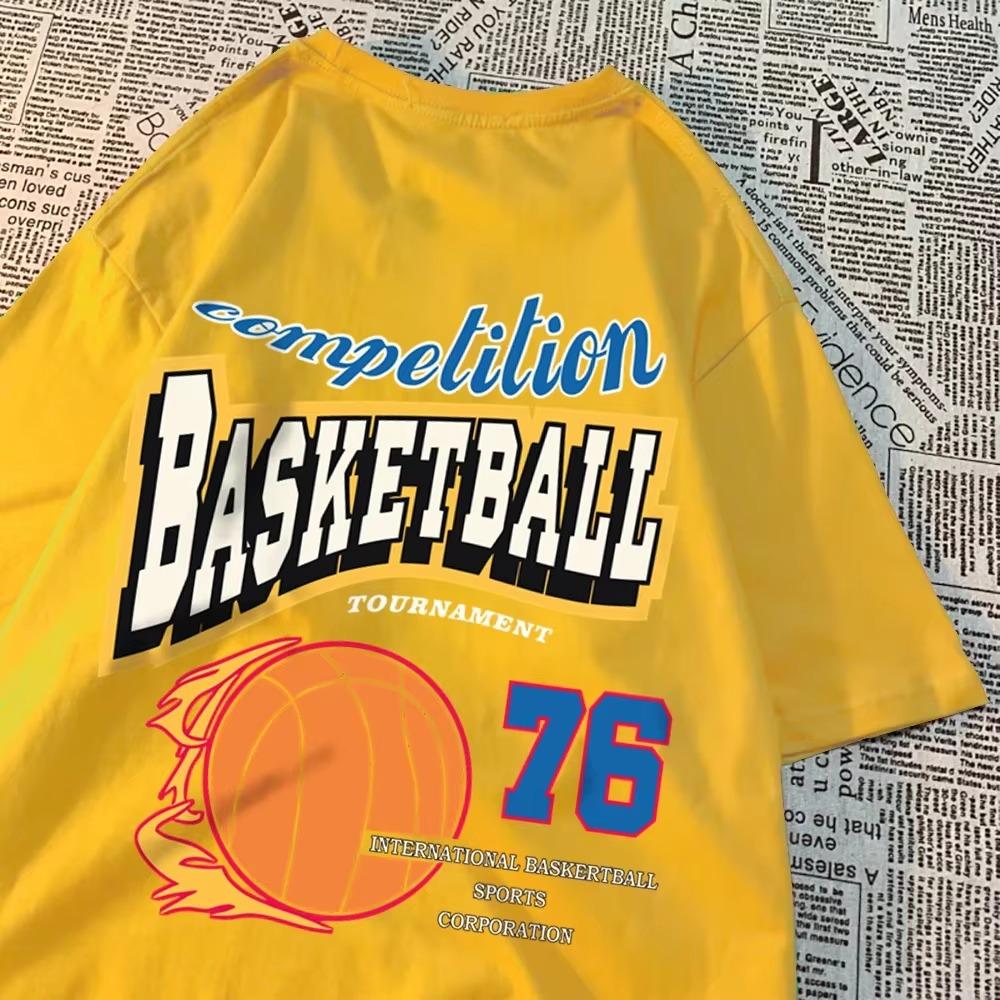Wettkampf Basketball 76 T-Shirts Herren Damen Street O-Ausschnitt Kleidung Locker Übergroße T-Shirts Harajuku Baumwolle Marke Kurzarm