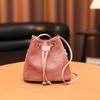 Trendy drawstring bundle bucket bag fashionable versatile leather large capacity shoulder messenger bag mobile phone bag