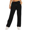 Women's Mid Waist Straight Sweatpants Loose Fit Drawstring Casual Wide Leg Trousers With Side Pockets