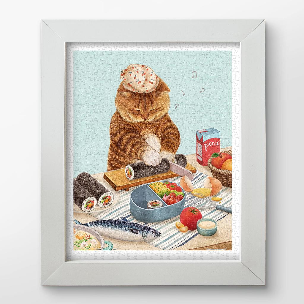 Pintoo 500-piece Plastic Jigsaw Puzzle [Nyangsongi - Let's Go On a Picnic] (31x38cm) - Adult-level, Challenging, No Fragments, Click-fit Puzzle [H3179