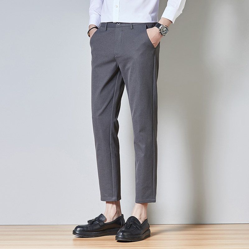 Men's Nine-Point Casual Pants, Slim Fit Tapered Korean Style Trendy Spring and Autumn New Dress Pants for Men 71856