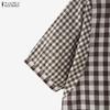 ZANZEA Women Casual Plaid Print Loose Half Sleeve Blouse