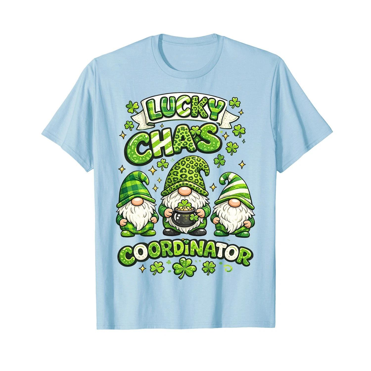 St Patrick_s Day - Lucky Shamrock Leopard Gnomes Irish Women T-Shirt M