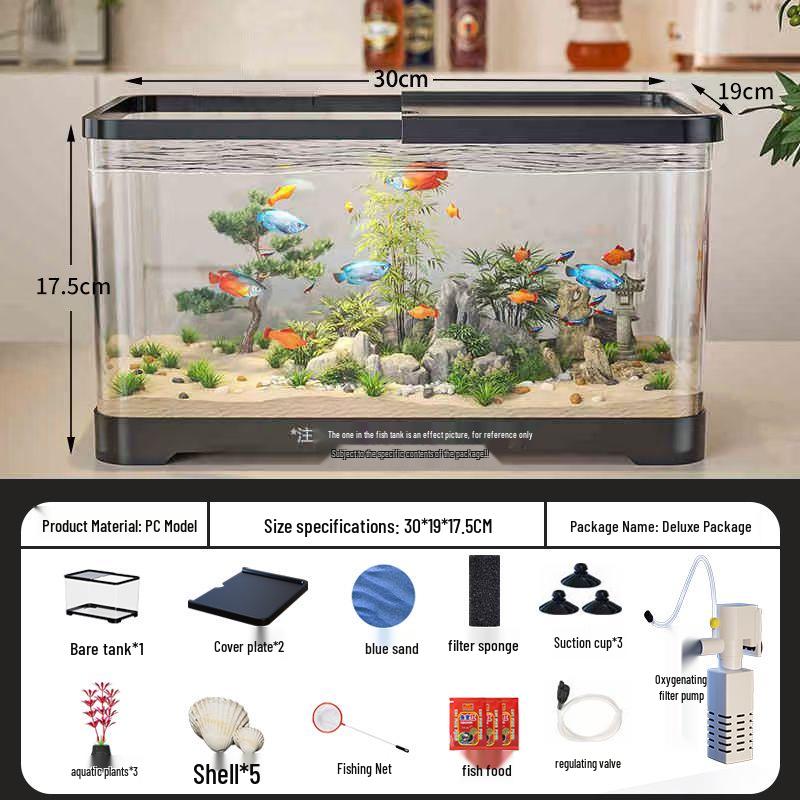 Compact Eco-Friendly Fish Tank Set with Lid for Living Rooms - 2025 Model