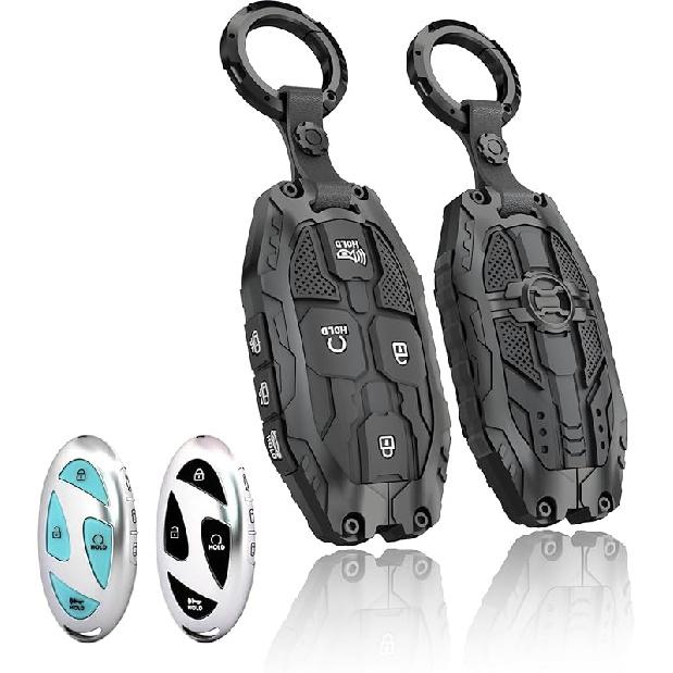 Heavy Key Fob Cover For Hyundai, Key Fob Case Protector Accessories Fits For Hyundai Sonata Santa Fe Tucson KONA Grandeur Ioniq 6 (7 Buttton-Silver)