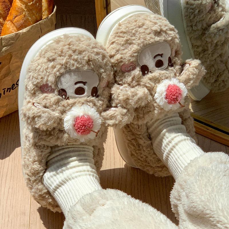 

Cute cotton slippers women s winter new indoor home platform bag heel confinement plush cotton shoes men 36 -37 [Suitable for sizes 35-36]