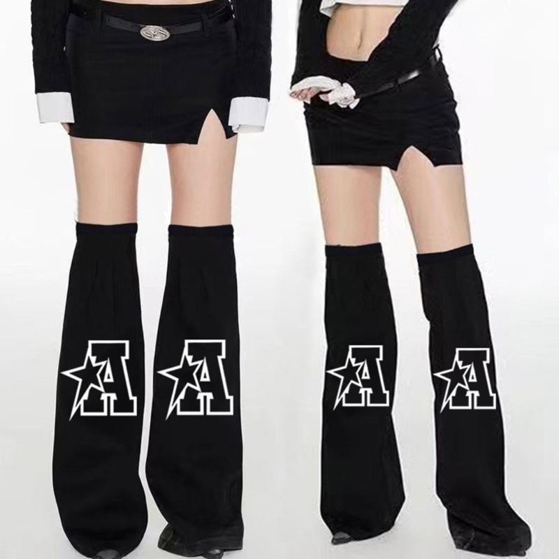 Women's Flared Leg Warmers Girls 80s Harajuku Punk Knee Highs Leg Socks Preppy Stockings Gotik Clothes Streetwears