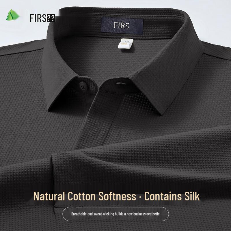 

Shanshan Men s Mulberry Silk Blend Warm Long-Sleeve Polo Shirt 3XL