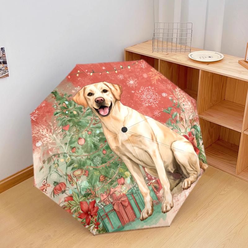 Christmas dog, automatic folding umbrella, portable and foldable design, 8 ribs, a Christmas or birthday gift.