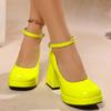 Fashion Women's High Heels Platform Pumps Patent Leather Chunky Heeled Lolita Shoes Woman Plus Size Fashion Ankle Strap Mary Jane Pumps