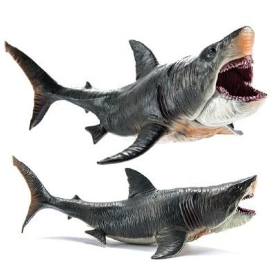 SanDoll Dinosaur Figure Realistic Model Jurassic 30cm Reptile Carnivore Kids Toy Gift Display (Megalodon)