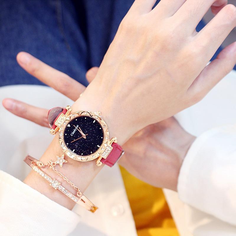 Starry Sky Watch Women's Fashion Trend Simple Casual Women's Watch Student Two-piece Gift Watch