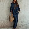 2026 Womens Loose Fit Solid Color Two-Piece Set T-Shirt Midi Skirt Casual Outfit
