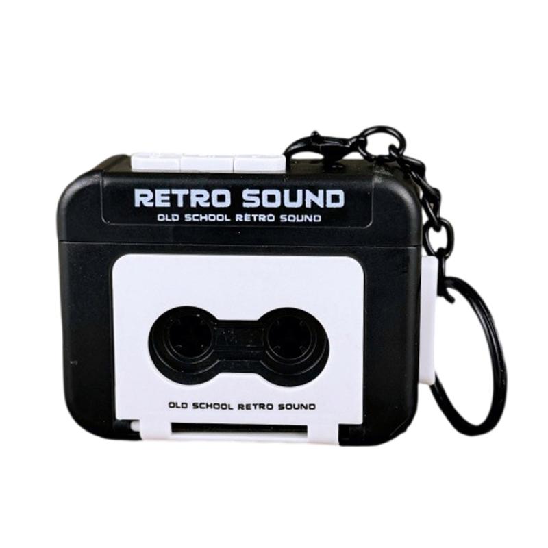 Винтажный брелок-диктофон с функцией записи Портативный брелок для пар Женский Мужской Детский для Сумки Рюкзака Шарм чёрный