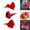Red Artificial Bird Clip-on Fake Feathered Holiday Simulation 10pcs Decoration Decors Display Garden Ornaments