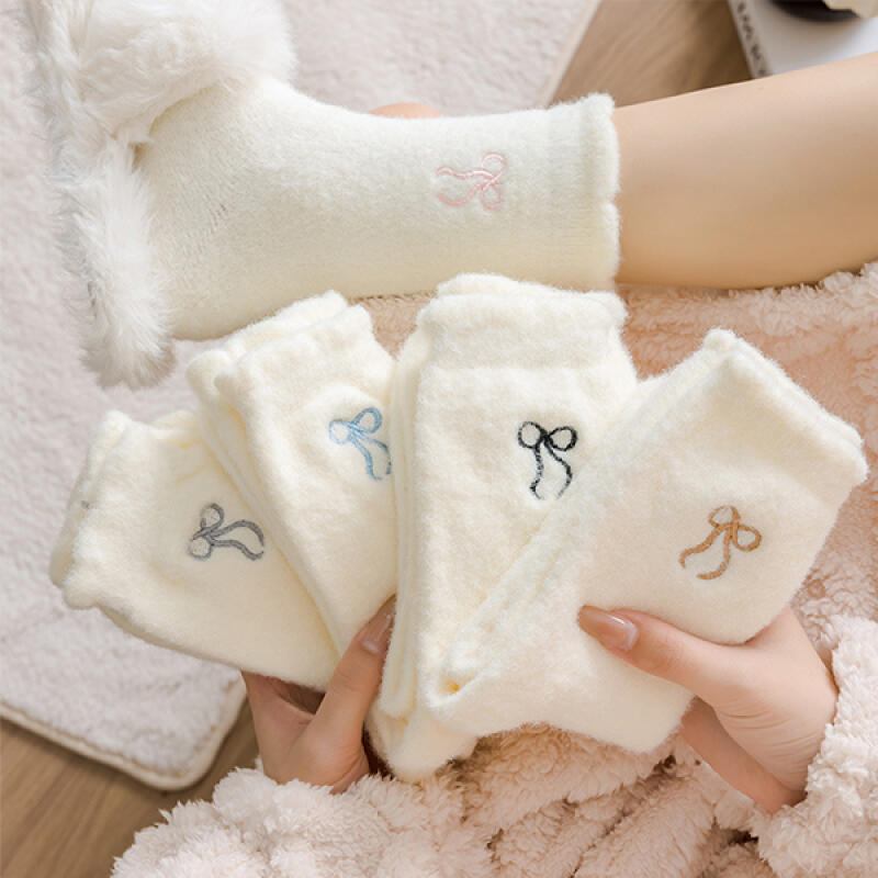 [5-Pair Set] Arcade White Ribbon Winter Long Socks 5-piece set