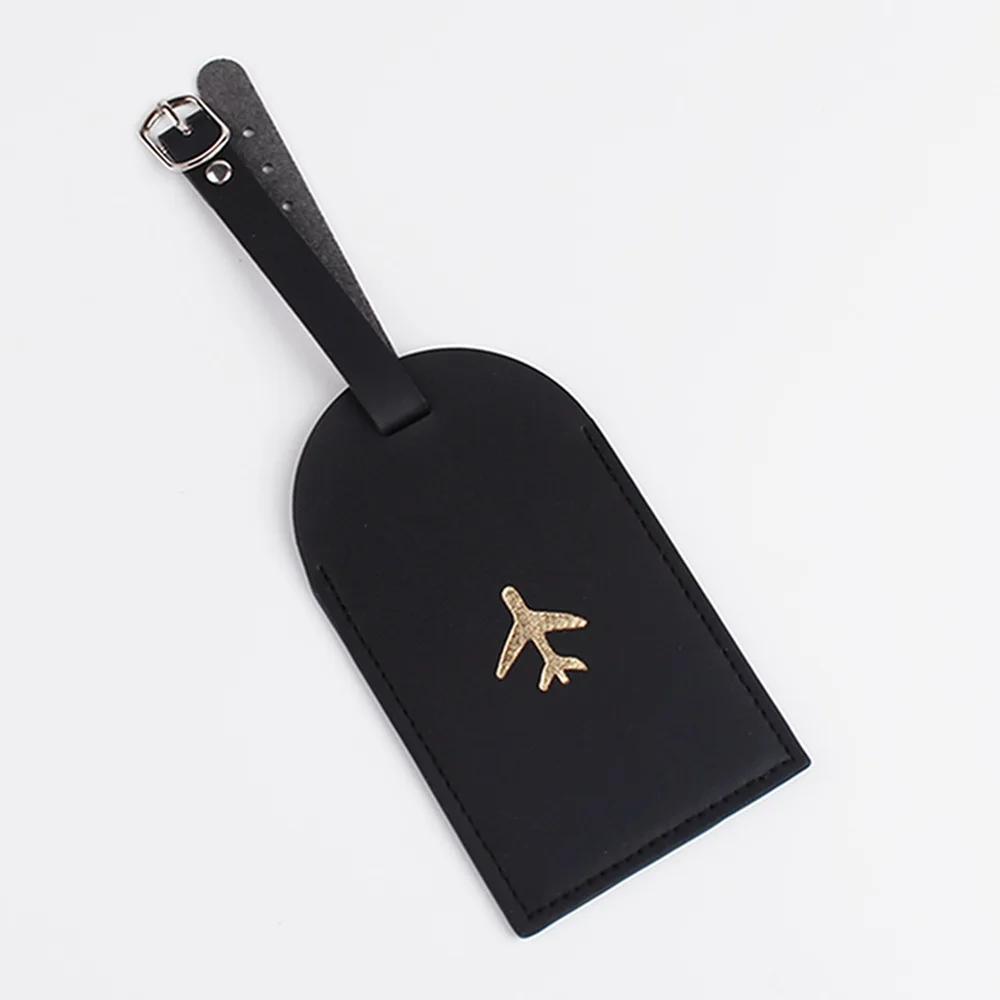 Luggage Tag Suitcase Luggage Label PU Leather Baggage Boarding Bag Tag Portable Travel Accessories Name ID Address Holder