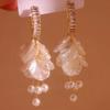 Super Fairy Long Fringed Shell Petals Zircon Pearl Earrings Women's Exquisite High-end Versatile Light Luxury Niche Earrings