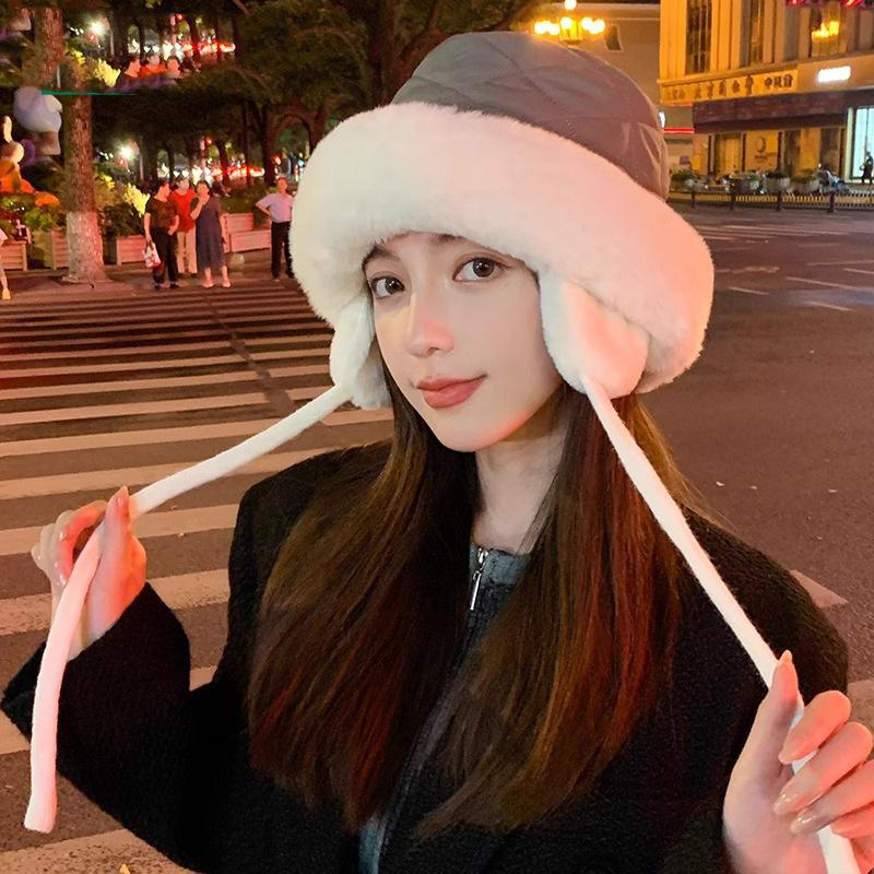 Lei Feng hat women's winter velvet thickened warm and cold ear protection hat casual versatile plush hat Korea
