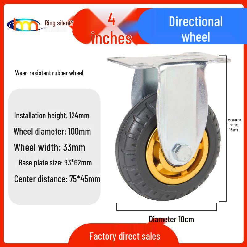 Schwerlast-Gummi-Lenkrollen mit Bremse - Doppelt gelagert, Größen 3/4/5 Zoll