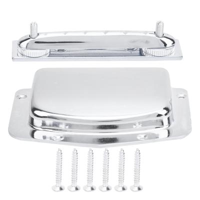Adjustable Fixed Bridge Tailpiece Metal for Electric Guitar with Protective Cover ShellSilver