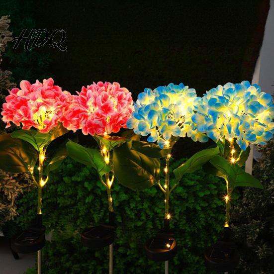 Solar Powered Patio Decor Fairy Hydrangea Lights Garden Stake Waterproof LED Flower Light Lights Colorful Outdoor Lamp for Lawn Pathway