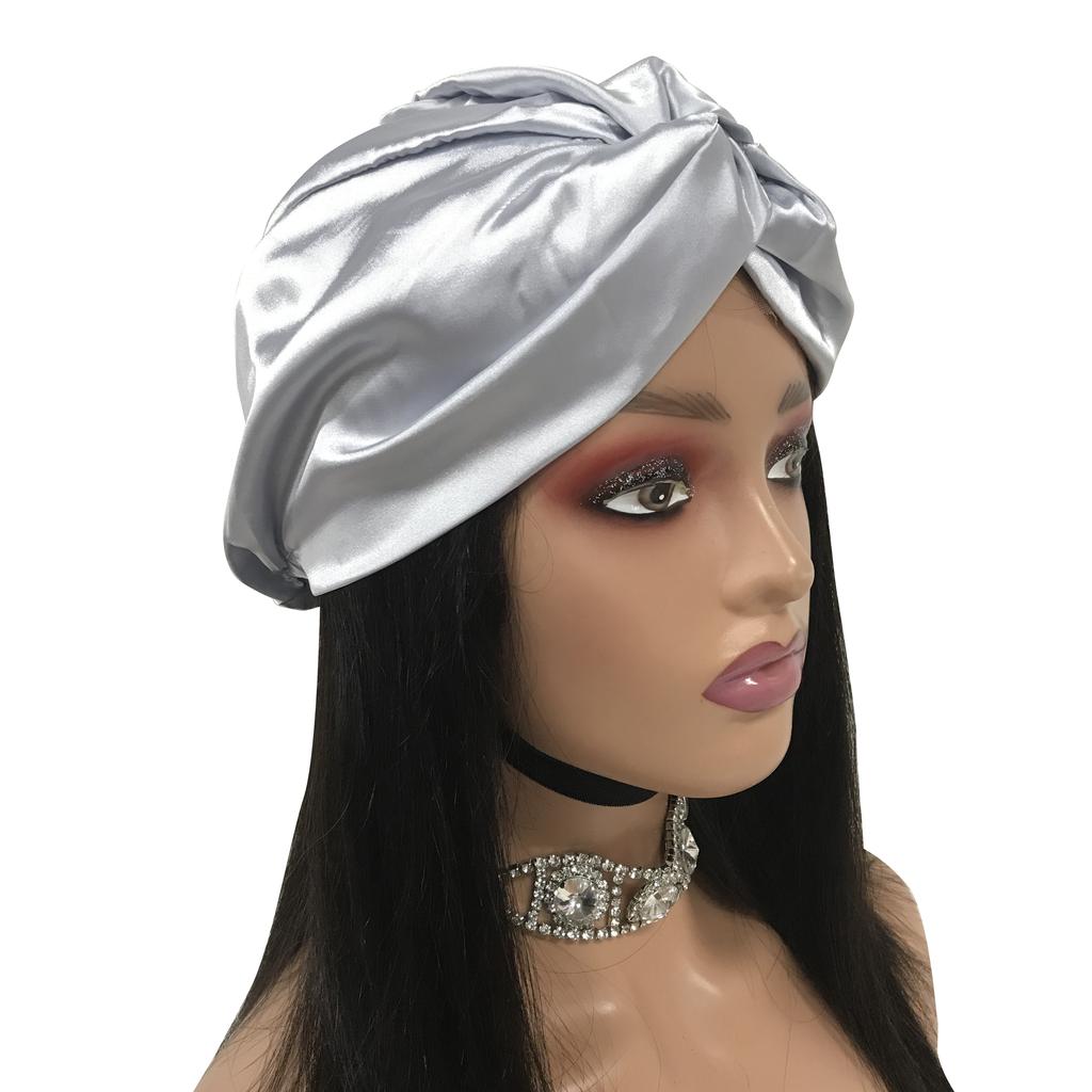 Sexy Women Turban Double Layer Hair Bonnets Silk Custom logo Turbans for Ladies