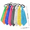 Dot Print LED Luminous Tie Battery Powered Colorful Sequins Glowing Tie Lightweight Unique Men Women Necktie Party Accessories