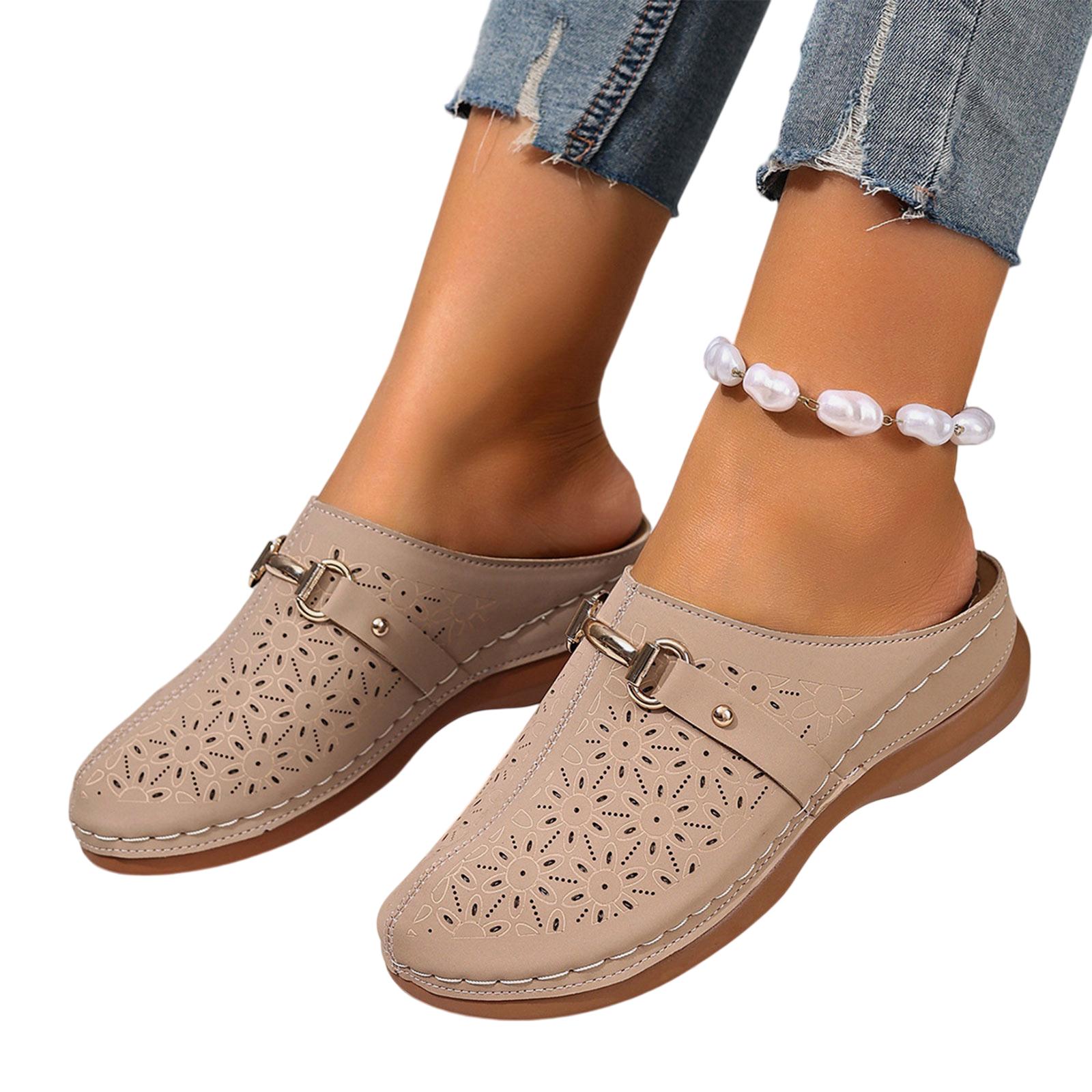 

Sandals Women Summer Orthopedic Shoes Thick Sole Roman Sandals Comfortable Wide Foot Beach Sandals Soft Insole Sandals Casual Summer Shoes 36 бежевый