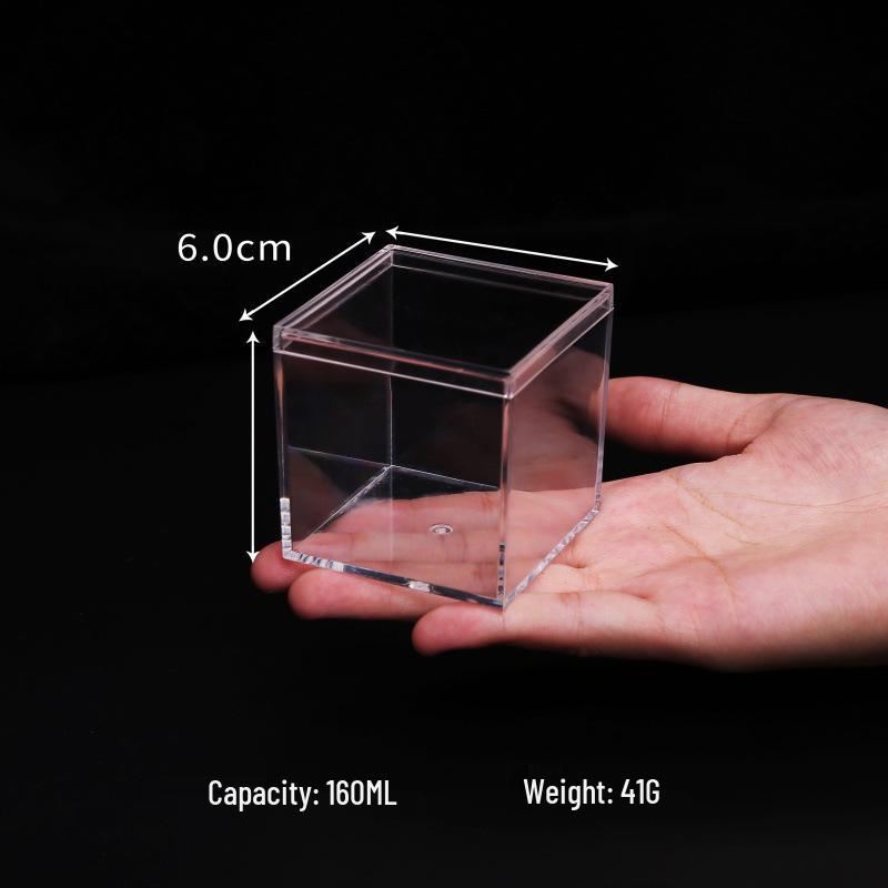 Transparent Square Acrylic Storage Box for Figures - Dustproof Food-grade Plastic, PS Wedding Candy Box with Lid