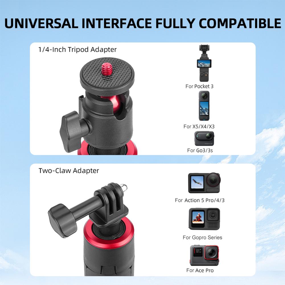 Selfie Stick Tripod W/ Extension Pole Extendable Travel Tripod Stand for Insta360 X5 Action 4/Pocket 3