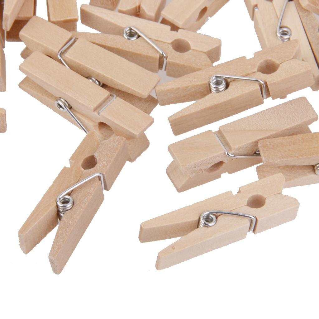 100pcs Wooden Pegs Clothes Pins Clips 25*3mm