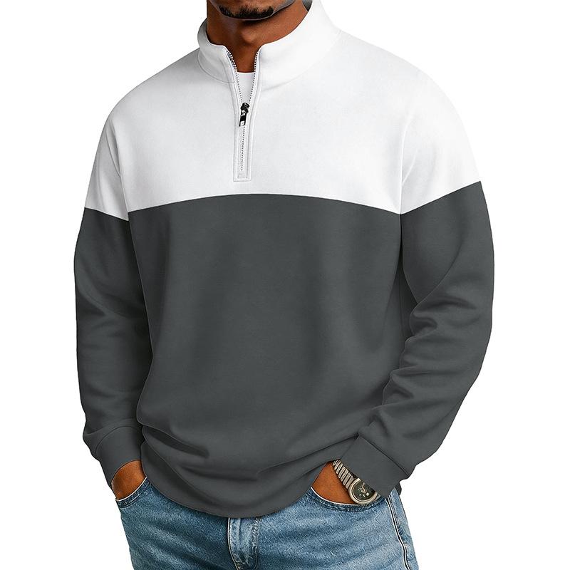 Men Half Zip Stand Collar Sweatshirt Long Sleeve Casual Loose Pullover Tops Autumn Winter Fashion Male Daily Comfortable Streetwear Sweatshirts