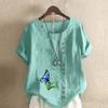 Women's Fashion Butterfly Prined Short Sleeve T-shirt Loose Cotton Shirt Casual Loose Summer Blouse Tops Plus Size