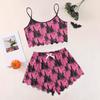 Women's Halloween Set With Retro Floral Print Suspender Sleeveless Vest Shorts Pajama Set