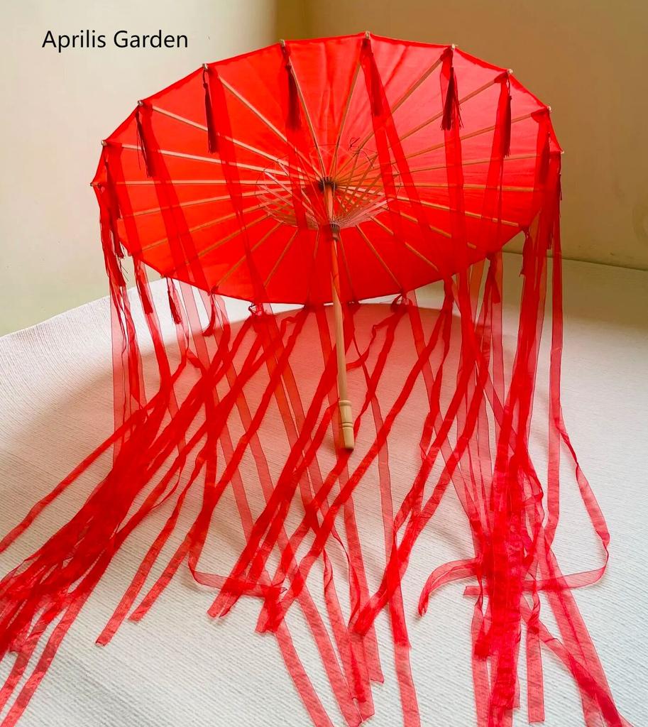 LED Chinese Japan Yarn Oiled Paper Silk Cloth Umbrella Costume Ancient Princess Umbrella Drama White Craft Umbrella Cosplay