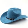 Classic simple belt, western cowboy hat, woolen jazz top hat, men's and women's ethnic style autumn and winter felt hat, big eaves hat