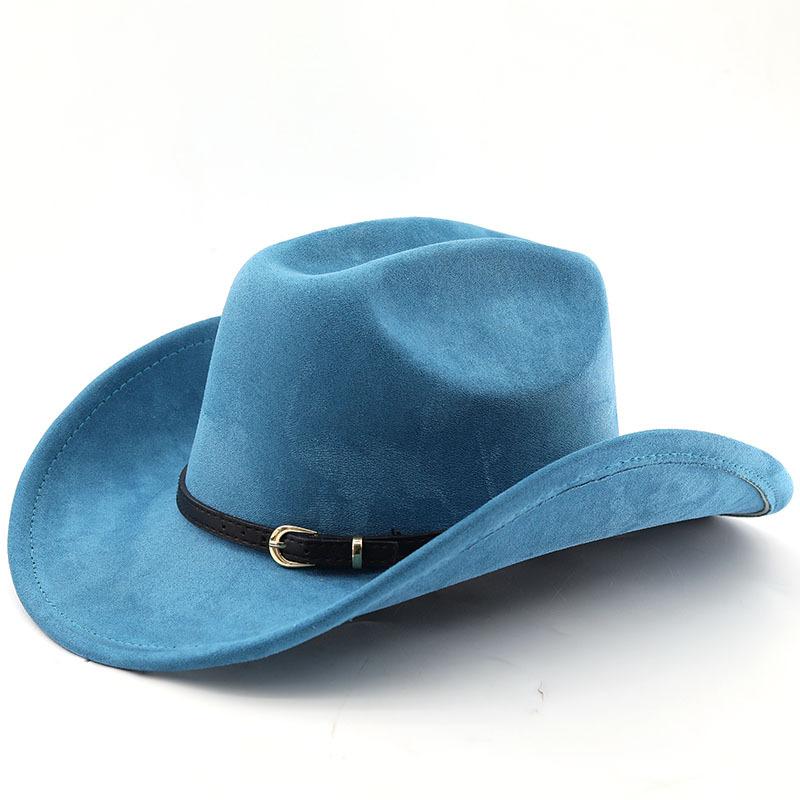 Classic simple belt, western cowboy hat, woolen jazz top hat, men's and women's ethnic style autumn and winter felt hat, big eaves hat