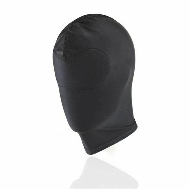 Black Hood Mask Stretchy Head Fetish Kink Restraints Hoods