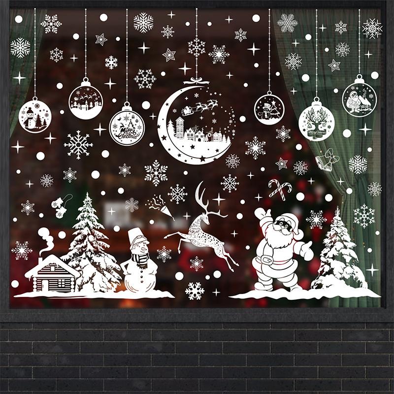 2023 Christmas Window Stickers, Double Sided Display Windows, Holiday Decorative Wall Stickers, Electrostatic Wall Stickers