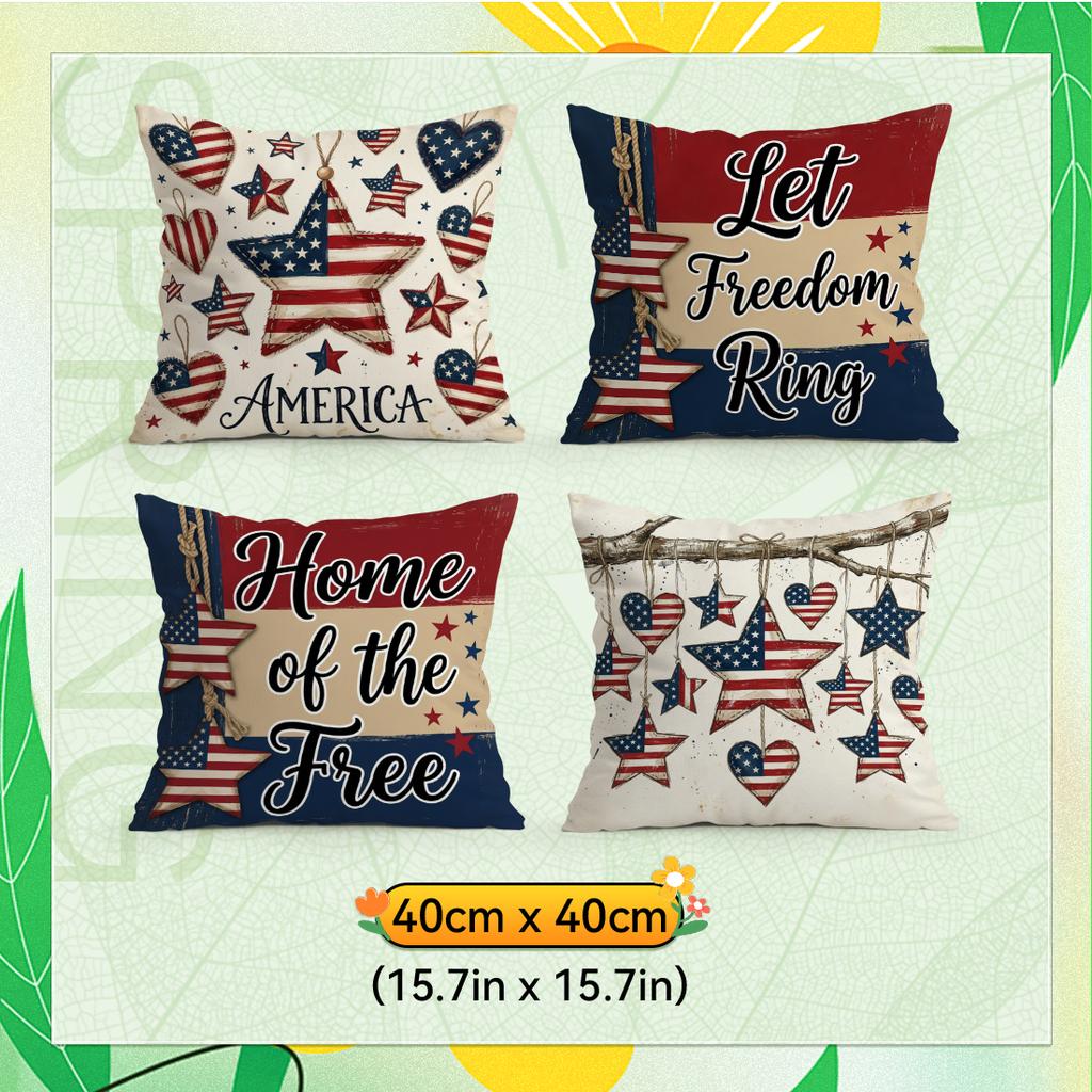 Independence Day Flag Pillowcase Printed Polyester 40/45/50Cm Throw Pillowcover Decorative Sofa Cushion Pillowslip Home Decor