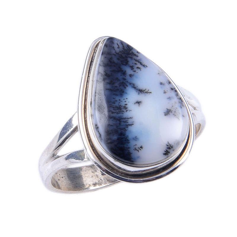 Natural Dendrite Opal Gemstone Handmade 925 Solid Sterling Silver Ring S.8 O2t29