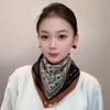 Fashion Cotton Linen Winter Silk Scarf Soft Warm Magnetic Buckle Scarf Thicken Triangular Scarf Women