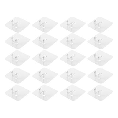 20pcs Transparent Wall Plug Hook Traceless Multifunctional Wall Adhesive Plug Hook for Home Living Room
